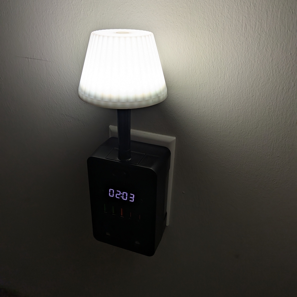 Black Power Strip with Digital Clock